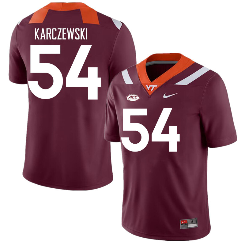 Men #54 Grant Karczewski Virginia Tech Hokies College Football Jerseys Stitched Sale-Maroon